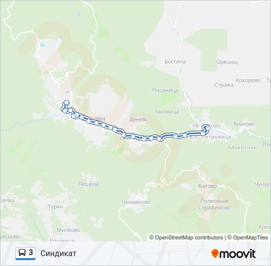3 автобус Карта на Линията