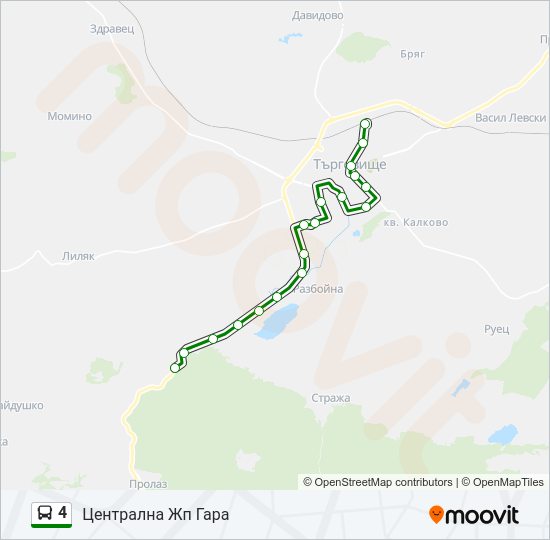 4 автобус Карта на Линията