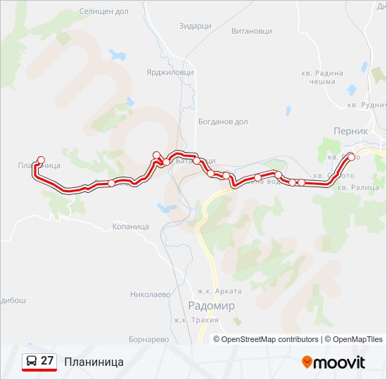 27 автобус Карта на Линията