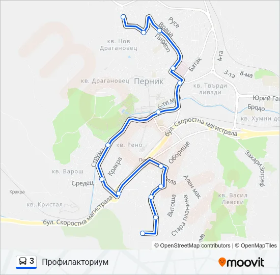 Автобус 3: карта маршрута