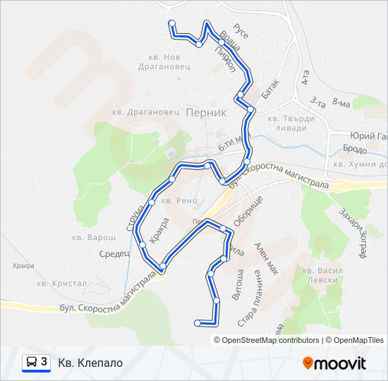 3 автобус Карта на Линията