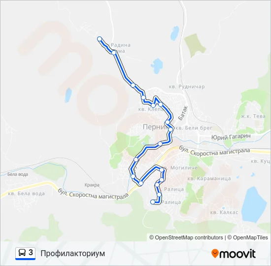 Автобус 3: карта маршрута