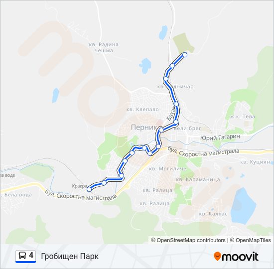 Автобус 4: карта маршрута