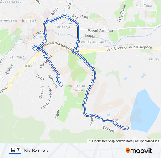 7 автобус Карта на Линията