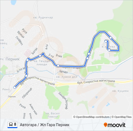 Автобус 8: карта маршрута