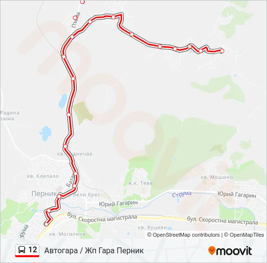 Автобус 12: карта маршрута