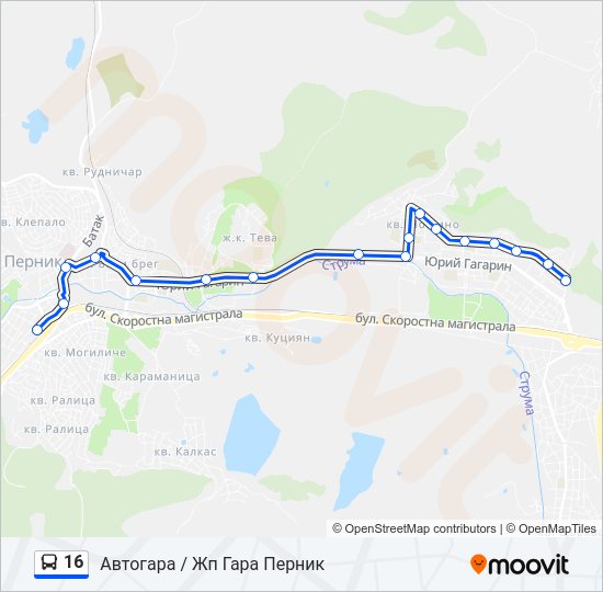 Автобус 16: карта маршрута