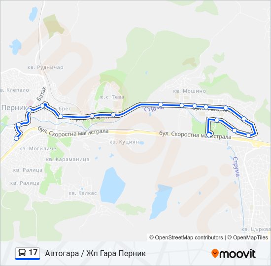 17 автобус Карта на Линията