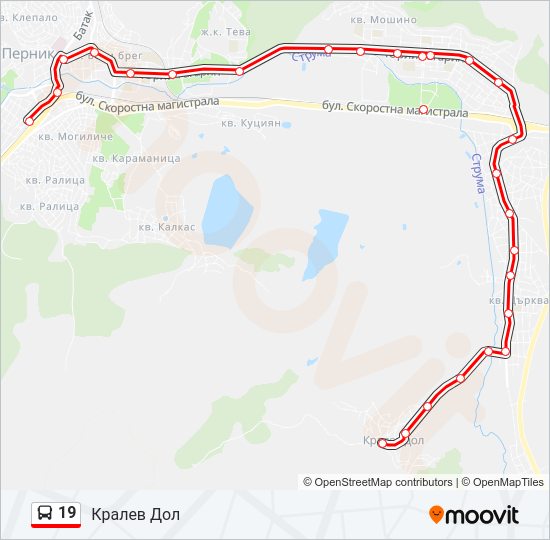 Автобус 19: карта маршрута