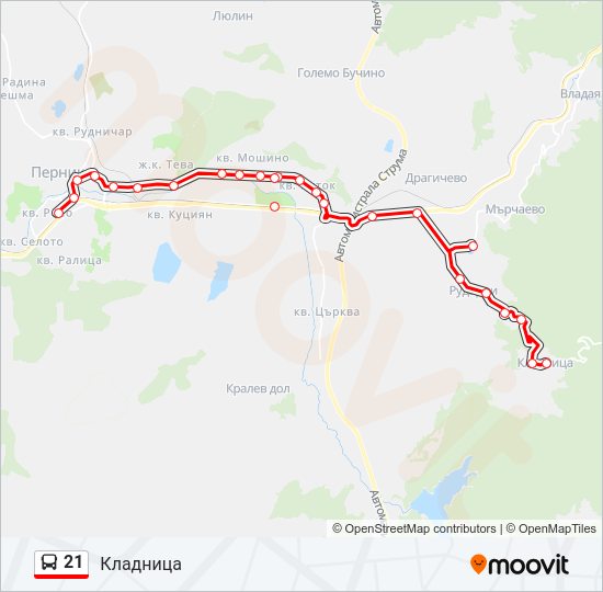 Автобус 21: карта маршрута