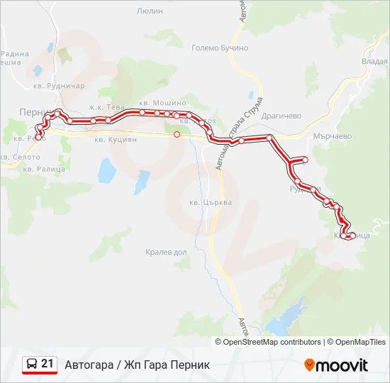 Автобус 21: карта маршрута