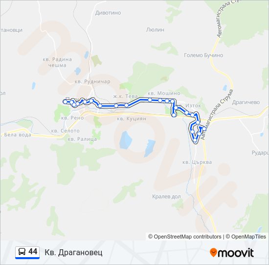 Автобус 44: карта маршрута
