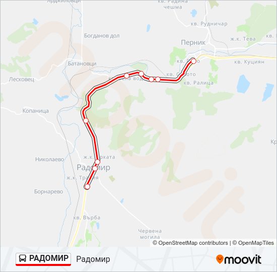 РАДОМИР автобус Карта на Линията