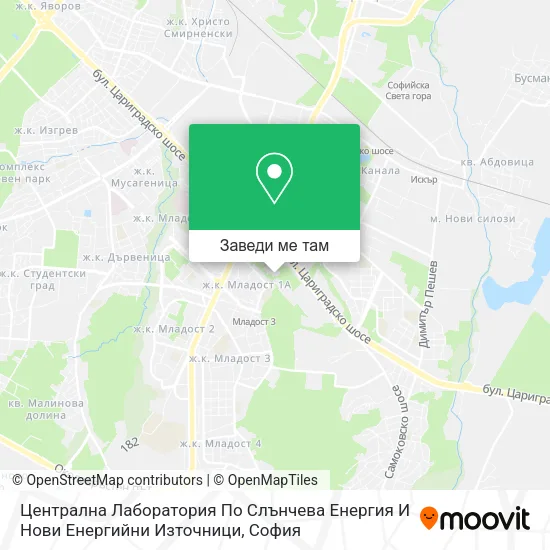 Централна Лаборатория По Слънчева Енергия И Нови Енергийни Източници карта