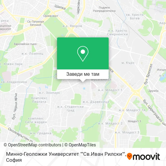 Минно-Геоложки Университет ""Св.Иван Рилски"" карта