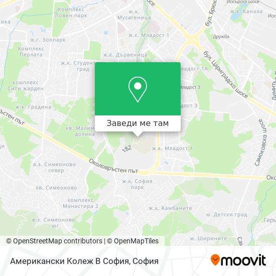 Американски Колеж В София карта