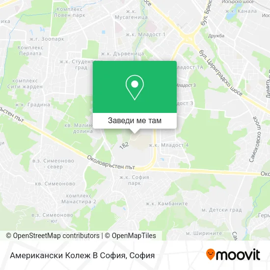 Американски Колеж В София карта