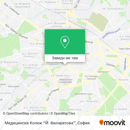 Медицински Колеж ""Й. Филаретова"" карта