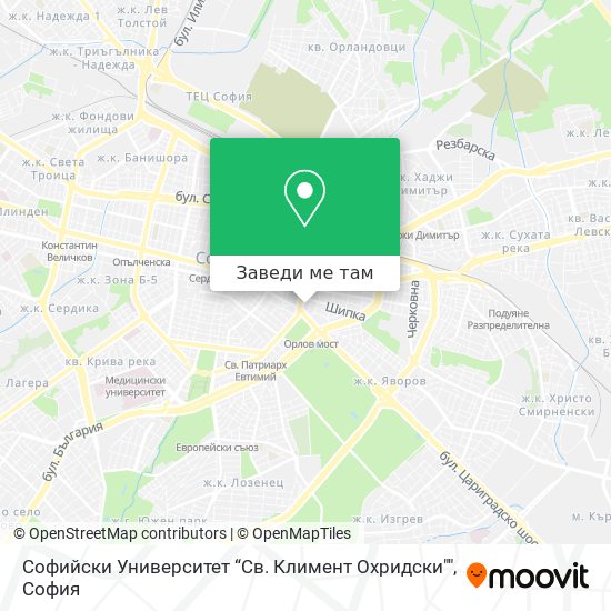 Софийски Университет “Св. Климент Охридски"" карта