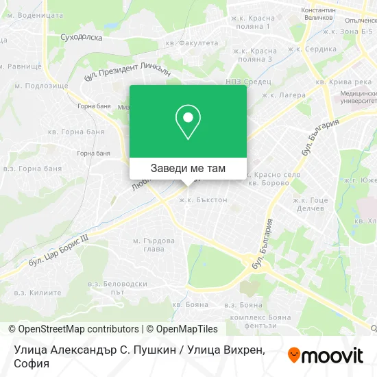Улица Александър С. Пушкин / Улица Вихрен карта
