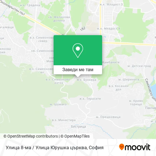 Улица 8-ма / Улица Юрушка църква карта