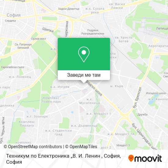 Техникум по Електроника „В. И. Ленин , София карта