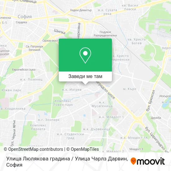 Улица Люлякова градина / Улица Чарлз Дарвин карта