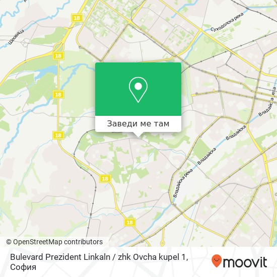 Bulevard Prezident Linkaln / zhk Ovcha kupel 1 карта