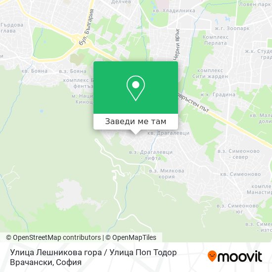 Улица Лешникова гора / Улица Поп Тодор Врачански карта