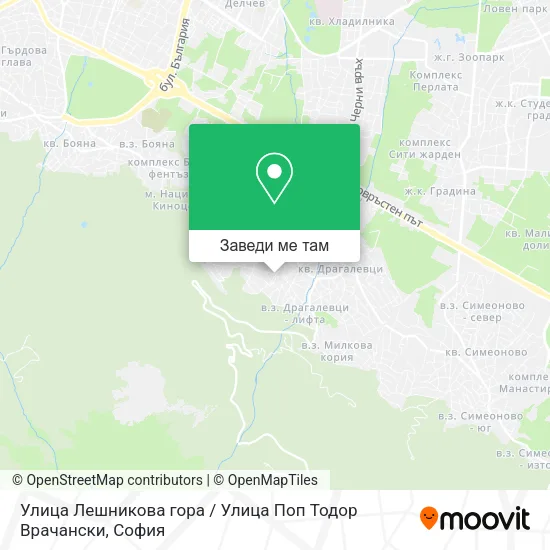 Улица Лешникова гора / Улица Поп Тодор Врачански карта