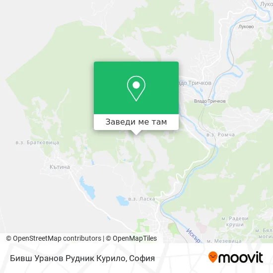 Бивш Уранов Рудник Курило карта