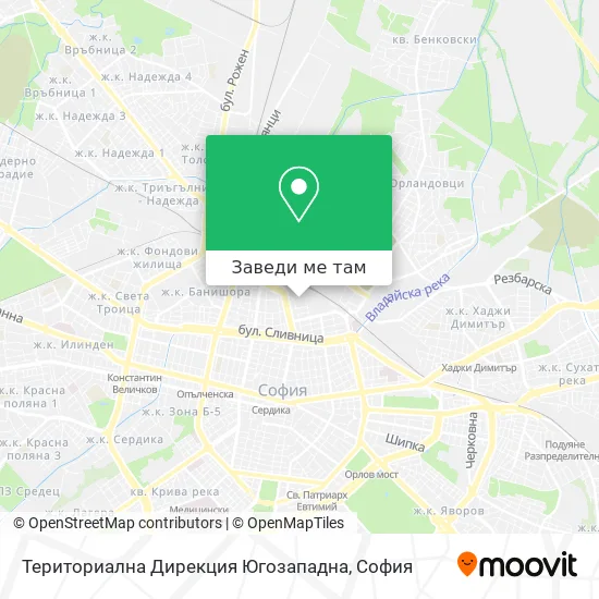 Териториална Дирекция Югозападна карта