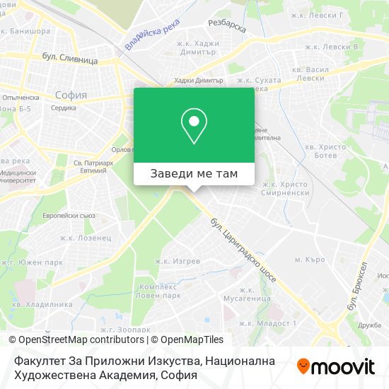 Факултет За Приложни Изкуства, Национална Художествена Академия карта