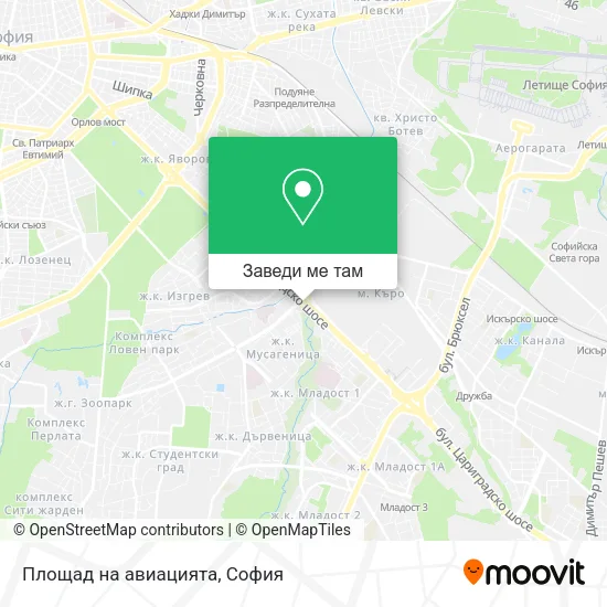 Площад на авиацията карта