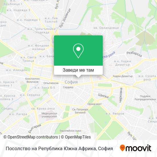 Посолство на Република Южна Африка карта