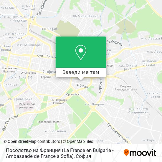 Посолство на Франция (La France en Bulgarie - Ambassade de France à Sofia) карта