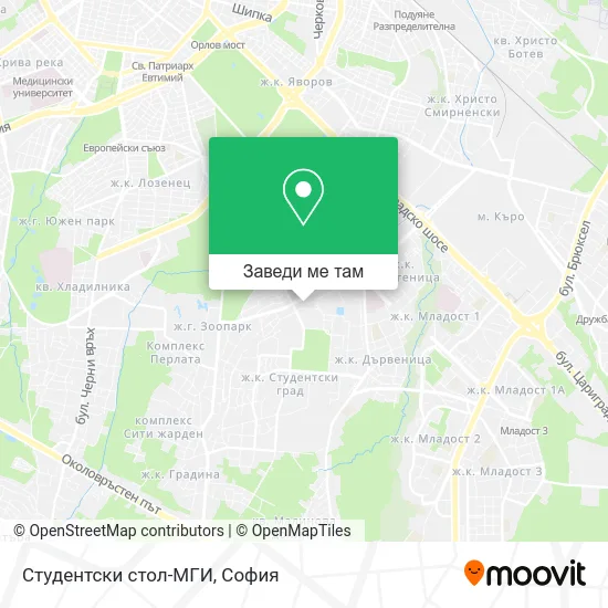 Студентски стол-МГИ карта