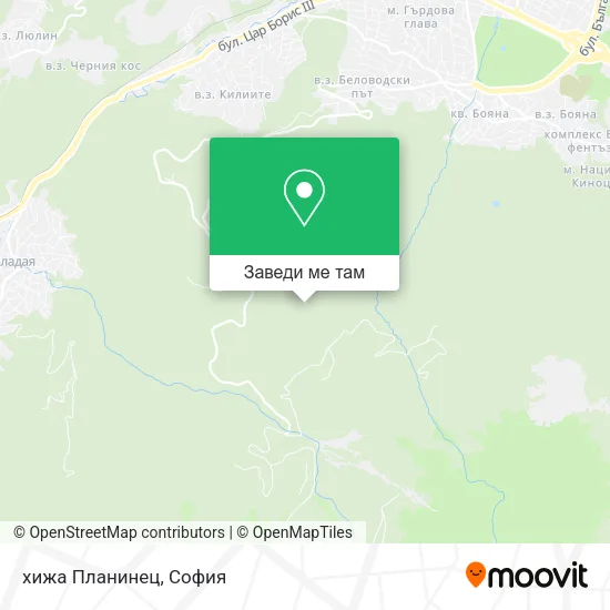 хижа Планинец карта