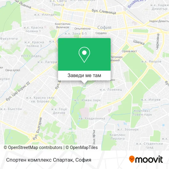 Спортен комплекс Спартак карта