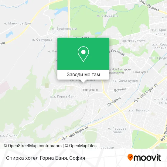 Спирка хотел Горна Баня карта