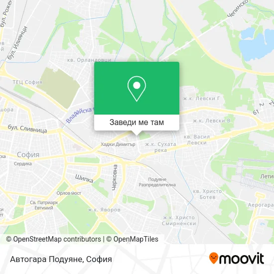 Автогара Подуяне карта