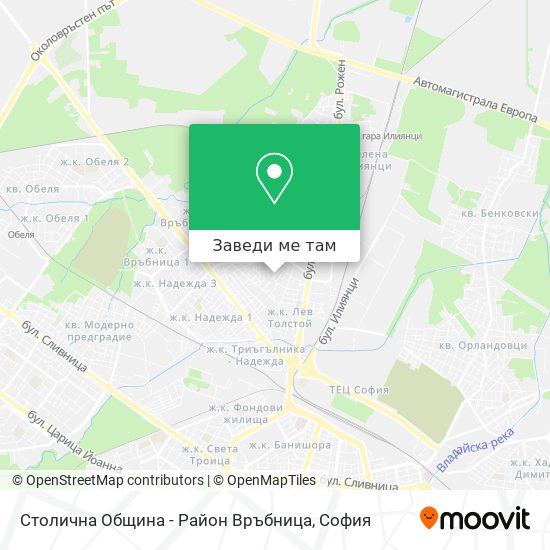 Столична Община - Район Връбница карта