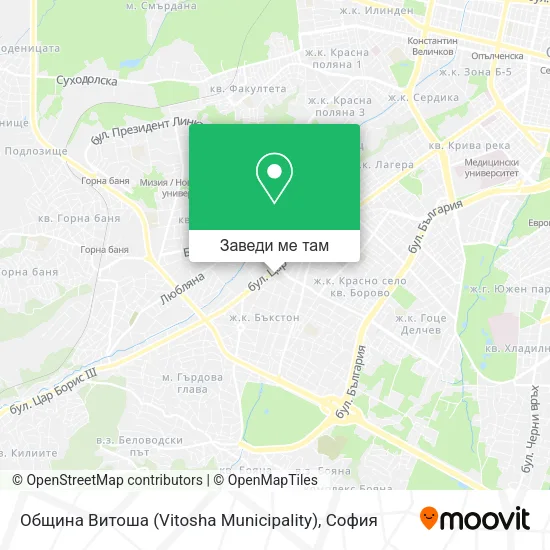 Община Витоша (Vitosha Municipality) карта