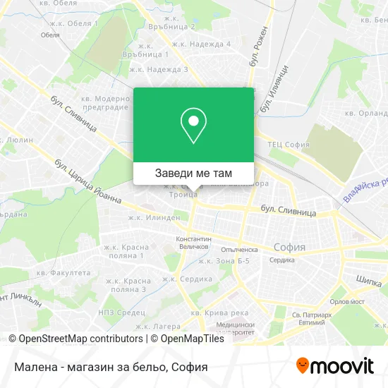 Малена - магазин за бельо карта