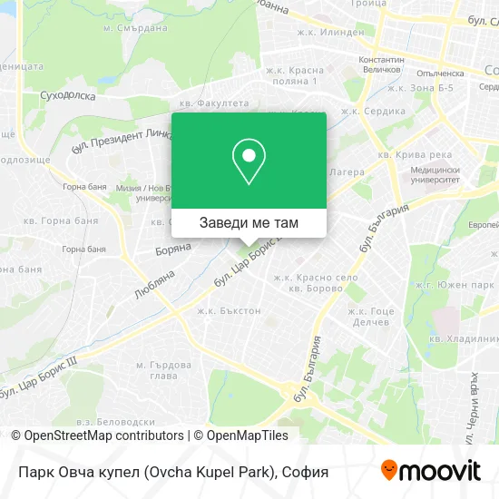 Парк Овча купел (Ovcha Kupel Park) карта