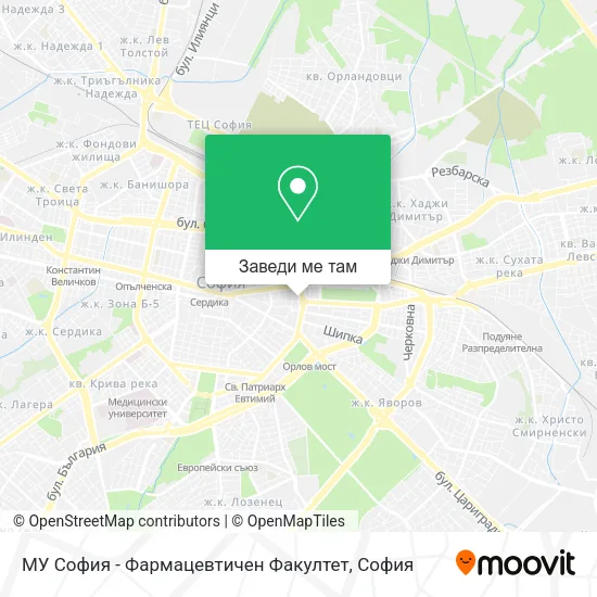 МУ София - Фармацевтичен Факултет карта