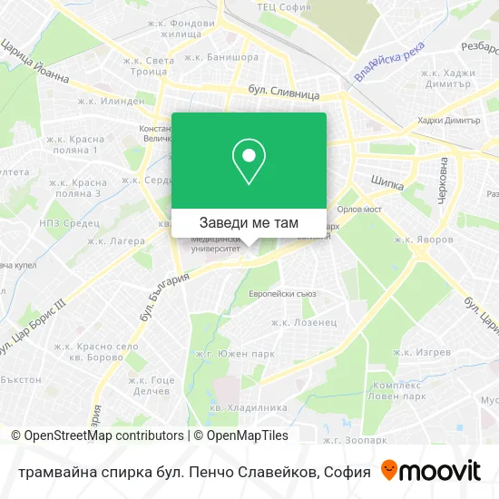 трамвайна спирка бул. Пенчо Славейков карта
