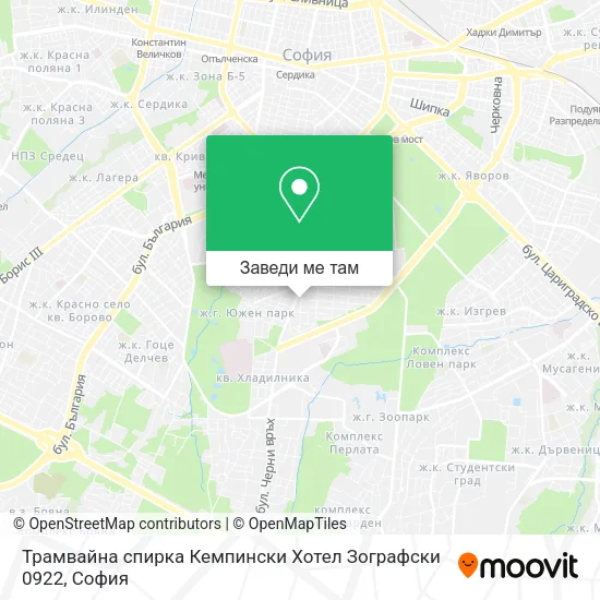 Трамвайна спирка  Кемпински Хотел Зографски  0922 карта