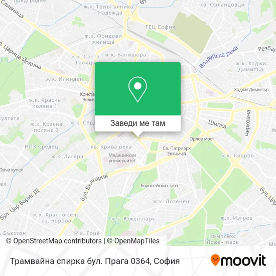 Трамвайна спирка  бул. Прага  0364 карта