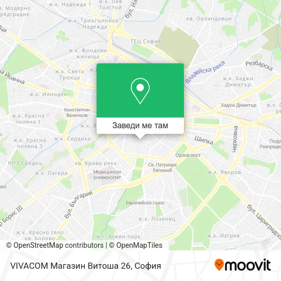 VIVACOM Магазин  Витоша 26 карта